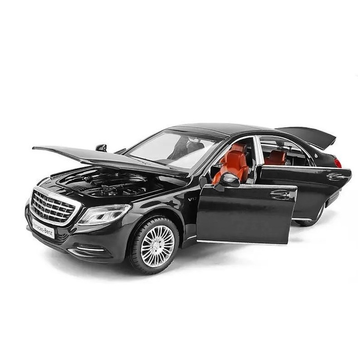 Mercedes Benz S600 modellautó, fém/műanyag, méretarány 1:32, fekete