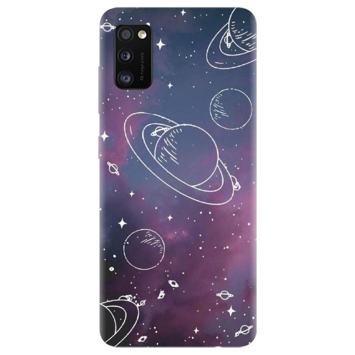 Husa din silicon compatibila cu Samsung Galaxy A41 - model Cosmic Drawn Map