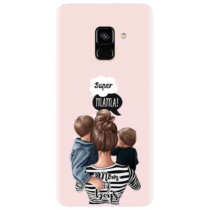 Husa din silicon compatibila cu Samsung Galaxy J6 / J6 2018 - model Mama de baieti