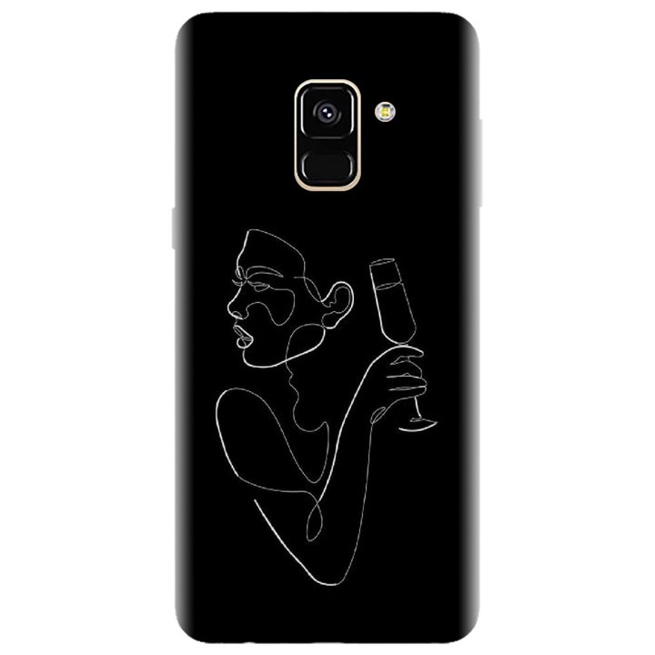 Husa din silicon compatibila cu Samsung Galaxy J6 / J6 2018 - model Line Art Champagne