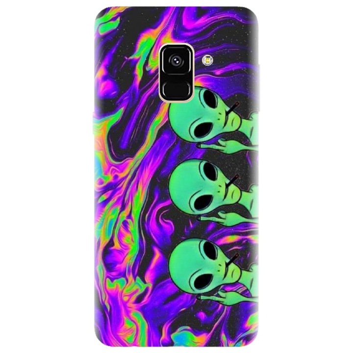 Husa din silicon compatibila cu Samsung Galaxy J6 / J6 2018 - model Trippy Aliens