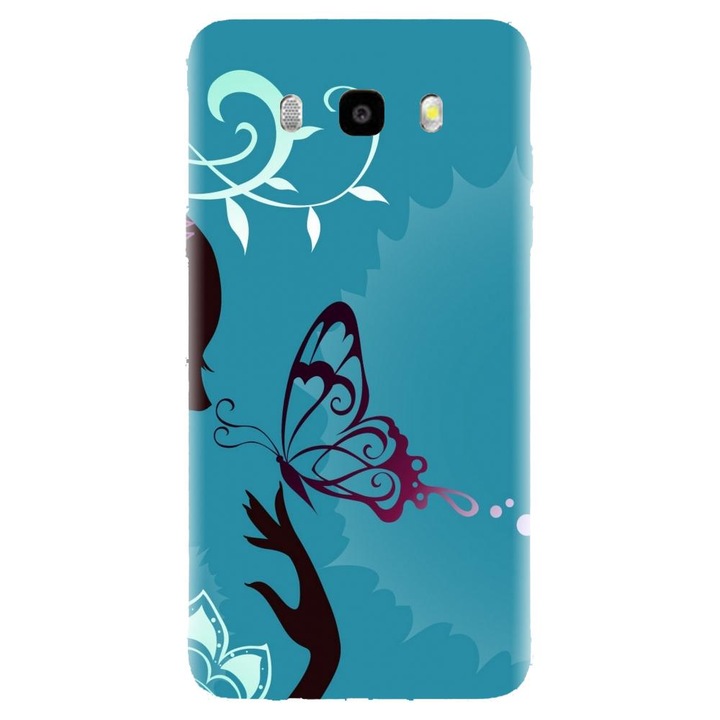 Husa din silicon compatibila cu Samsung Galaxy J7 2016 / J710 - model Blue Butterfly