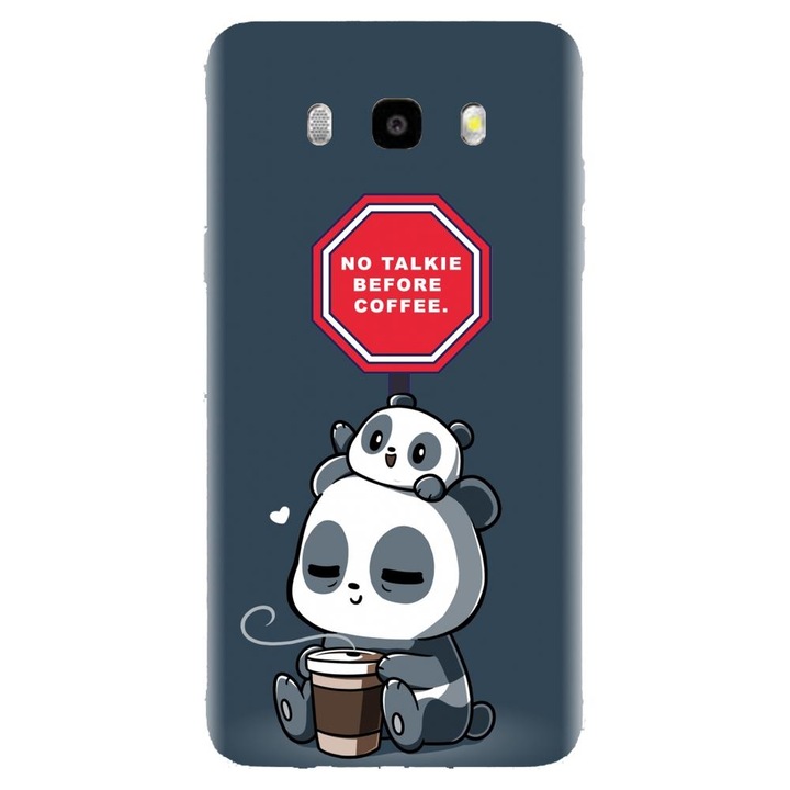 Husa din silicon compatibila cu Samsung Galaxy J7 2016 / J710 - model Panda Coffe