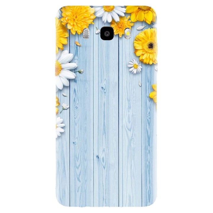 Husa din silicon compatibila cu Samsung Galaxy J7 2016 / J710 - model Sunflower On Blue Wood
