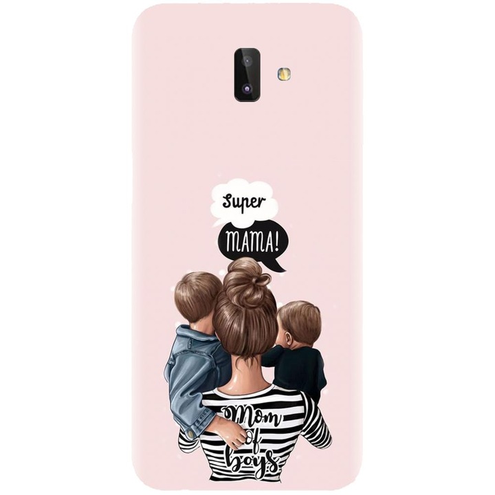 Husa din silicon compatibila cu Samsung Galaxy J6 Plus - model Mama de baieti