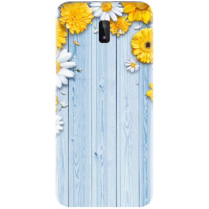 Husa din silicon compatibila cu Samsung Galaxy J6 Plus - model Sunflower On Blue Wood