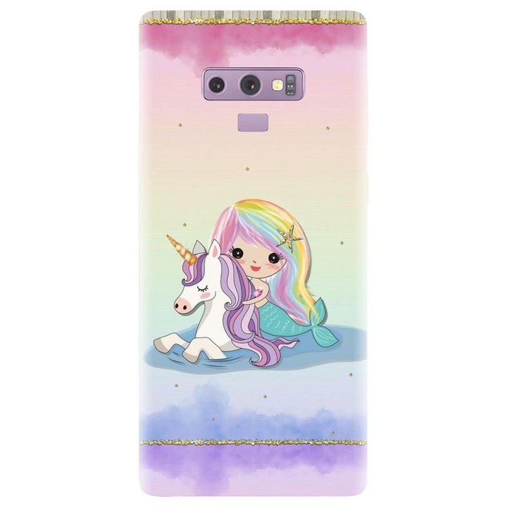 Husa din silicon compatibila cu Samsung Galaxy Note 9 - model Sirena si unicornul
