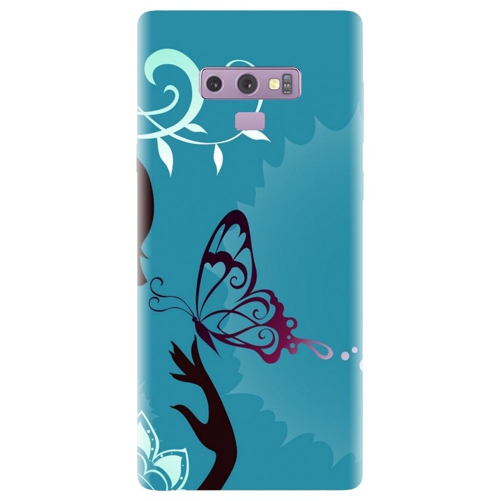 Husa din silicon compatibila cu Samsung Galaxy Note 9 - model Blue Butterfly
