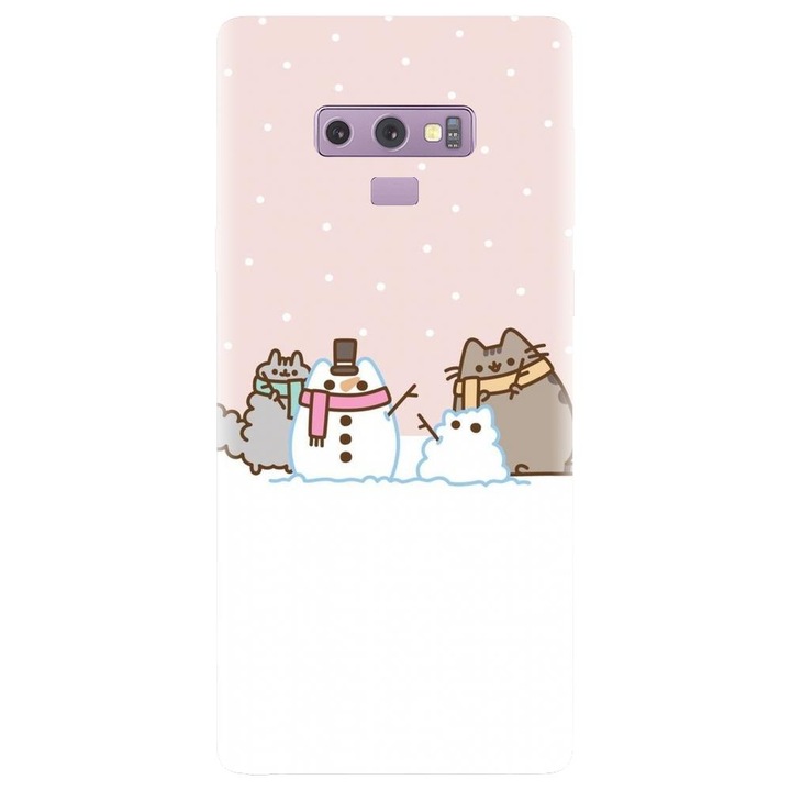 Силиконов калъф, съвместим с Samsung Galaxy Note 9 - модел Cat And Snowman