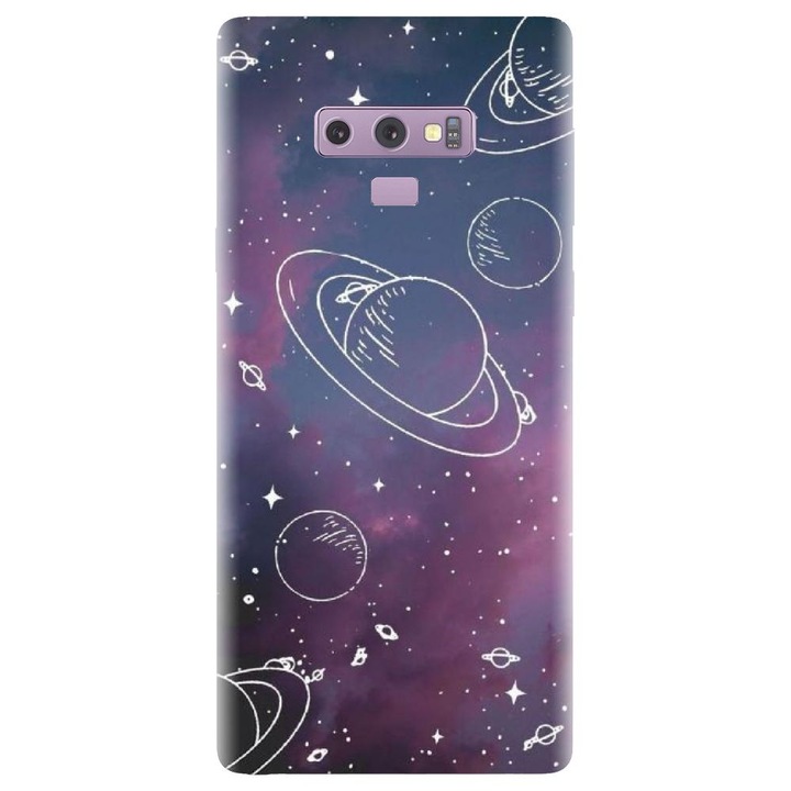 Силиконов калъф, съвместим с модел Samsung Galaxy Note 9, Космическа нарисувана карта