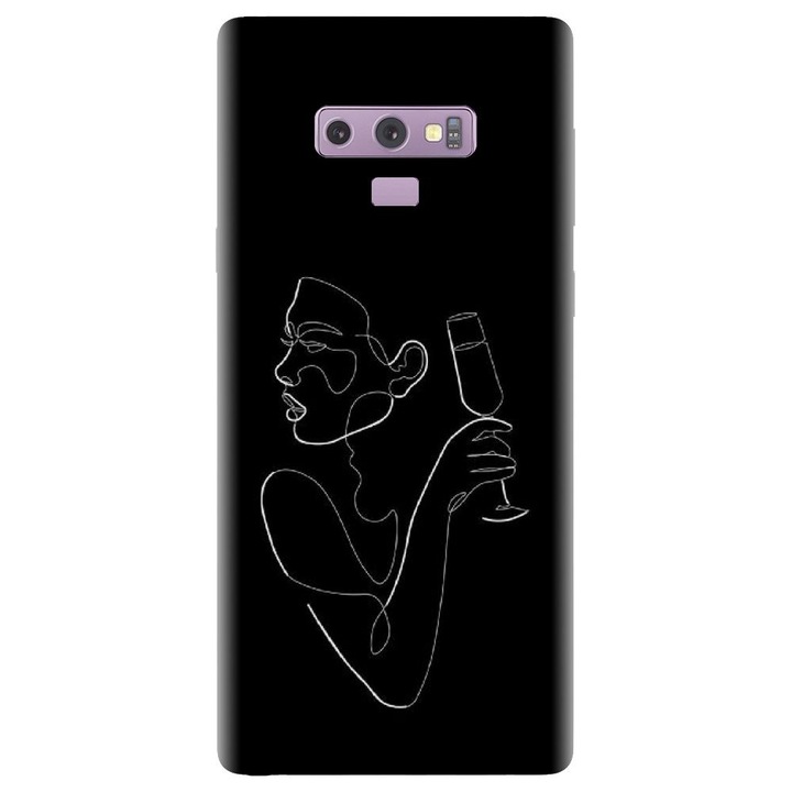 Силиконов калъф, съвместим с Samsung Galaxy Note 9 - модел Line Art Champagne