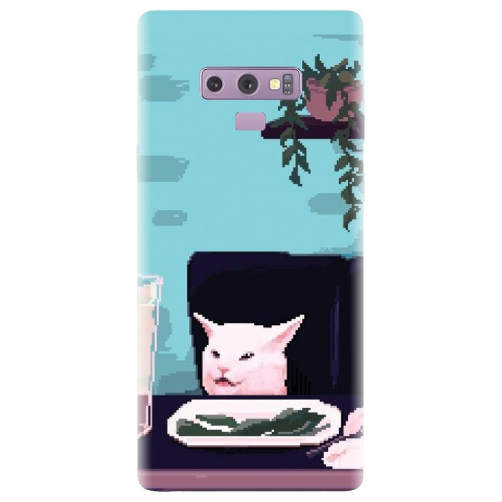 Силиконов калъф, съвместим с модел Samsung Galaxy Note 9 - Pixel Art Cat Meme
