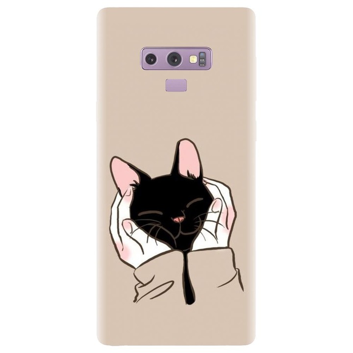 Husa din silicon compatibila cu Samsung Galaxy Note 9 - model Th Black Cat In Hands