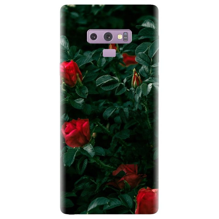 Husa din silicon compatibila cu Samsung Galaxy Note 9 - model Trandafiri Rosii