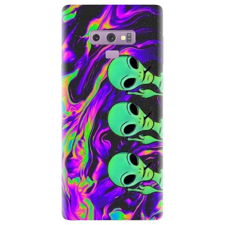 Husa din silicon compatibila cu Samsung Galaxy Note 9 - model Trippy Aliens