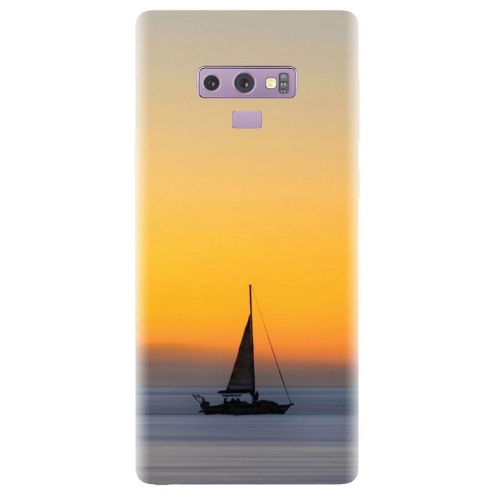 Husa din silicon compatibila cu Samsung Galaxy Note 9 - model Wind Sail Boat Ocean Sunset