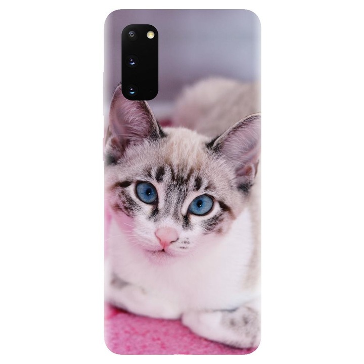Husa din silicon compatibila cu Samsung Galaxy S20 - model Siamese Kitty