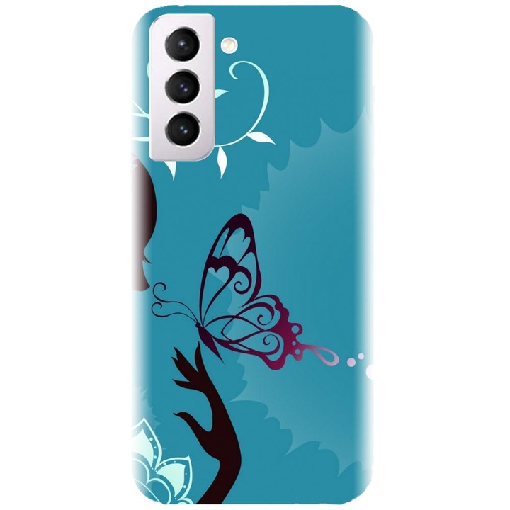 Husa din silicon compatibila cu Samsung Galaxy S21 FE - model Blue Butterfly