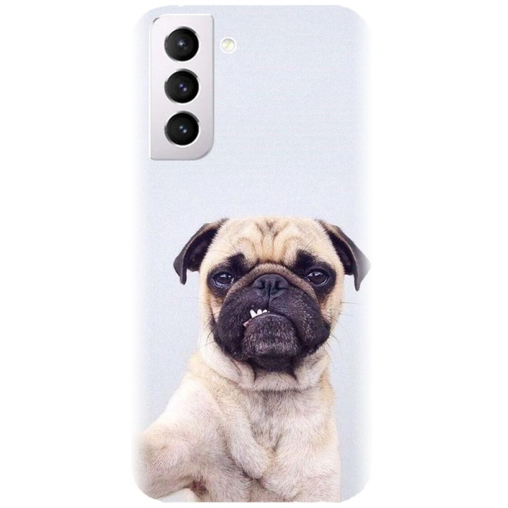 Szilikon tok kompatibilis a Samsung Galaxy S21 Plus - Simple Pug Selfie modellel