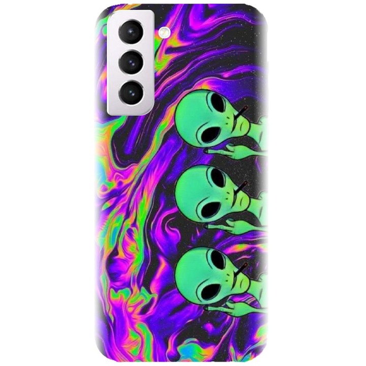 Szilikon tok kompatibilis a Samsung Galaxy S21 Plus - Trippy Aliens modellel