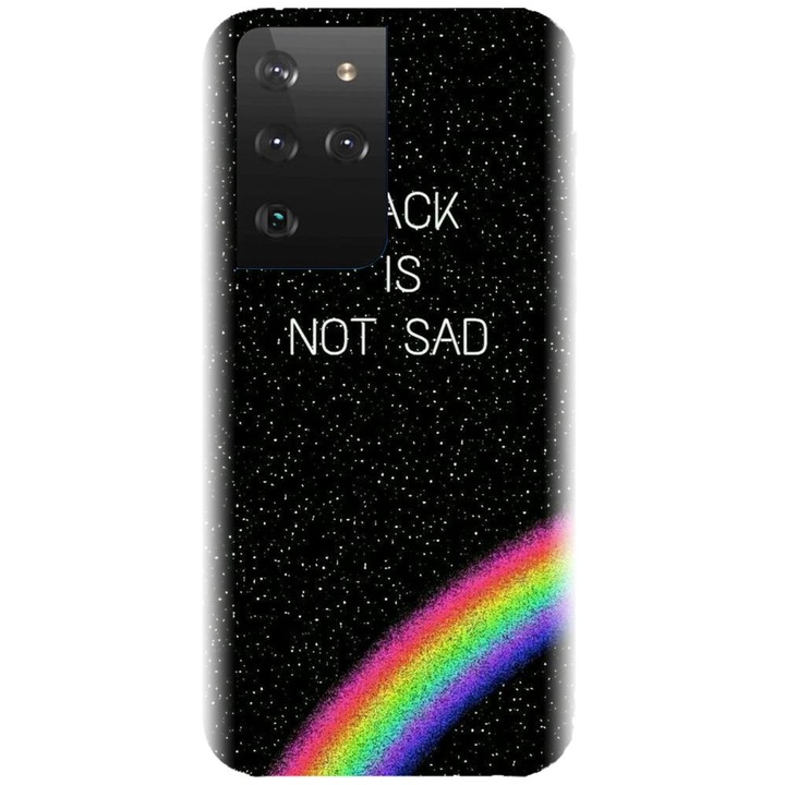 Szilikon tok kompatibilis a Samsung Galaxy S21 Ultra - Black Is Not Sad modellel