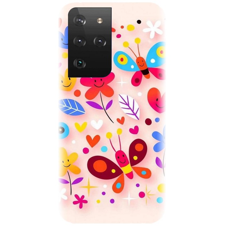 Szilikon tok kompatibilis a Samsung Galaxy S21 Ultra modellel - Butterfly 002