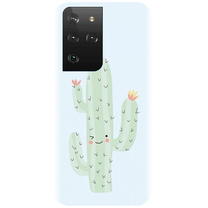 Husa din silicon compatibila cu Samsung Galaxy S21 Ultra - model Cactus