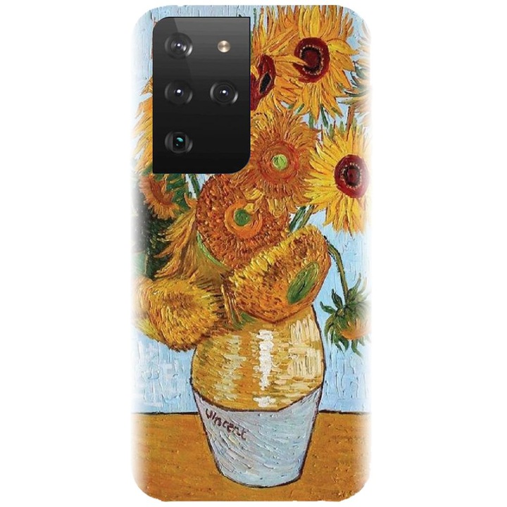 Szilikon tok kompatibilis a Samsung Galaxy S21 Ultra - Sunflowers 2 modellel