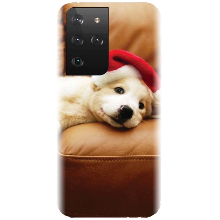 Szilikon tok kompatibilis a Samsung Galaxy S21 Ultra - Christmas Puppy modellel