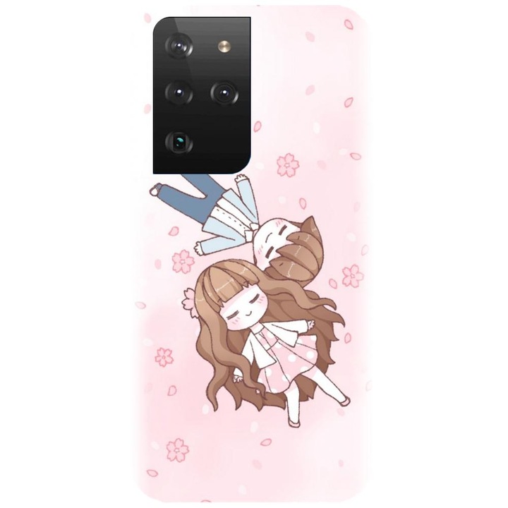 Husa din silicon compatibila cu Samsung Galaxy S21 Ultra - model Cute Couple