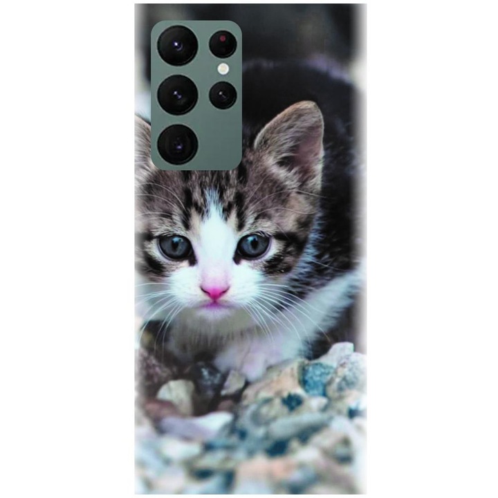 Силиконов кейс, съвместим с Samsung Galaxy S22 Ultra - модел Animal Cat