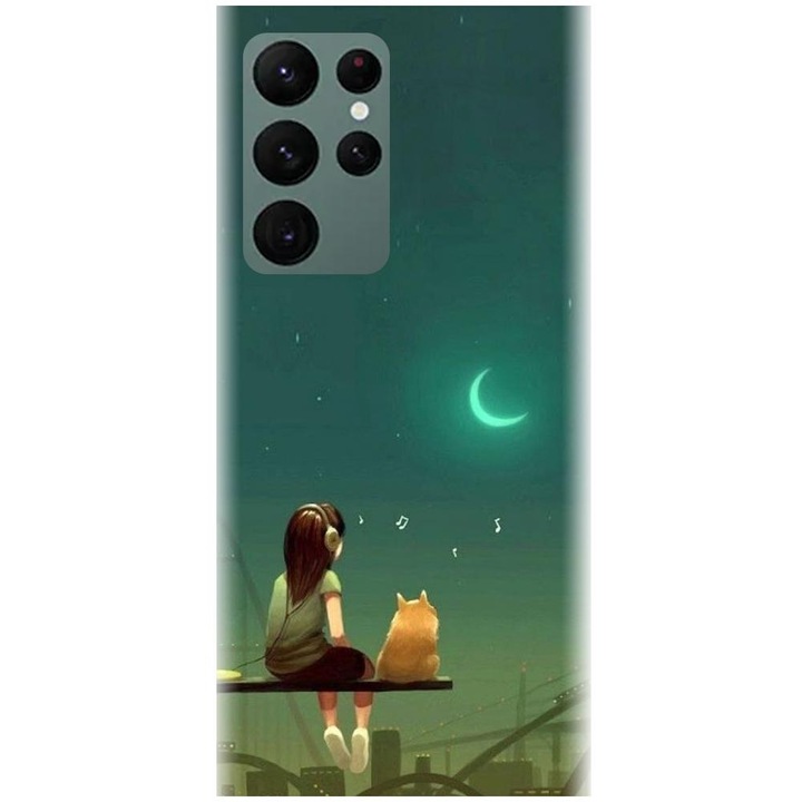 Силиконов калъф, съвместим с модел Samsung Galaxy S22 Ultra - Cat And Girl