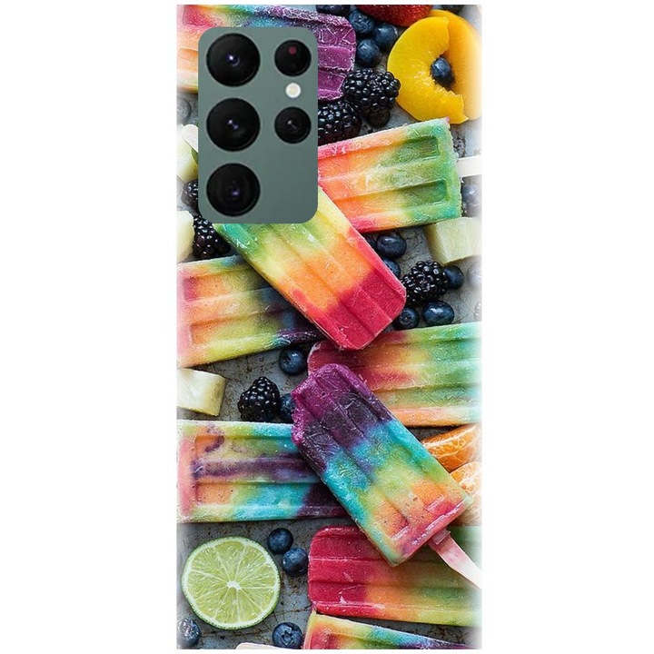 Силиконов калъф, съвместим с модел Samsung Galaxy S22 Ultra - Colorful Ice Cream