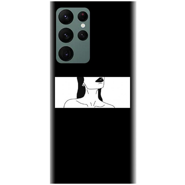 Силиконов капак, съвместим с модел Samsung Galaxy S22 Ultra - Black Lips Line Art