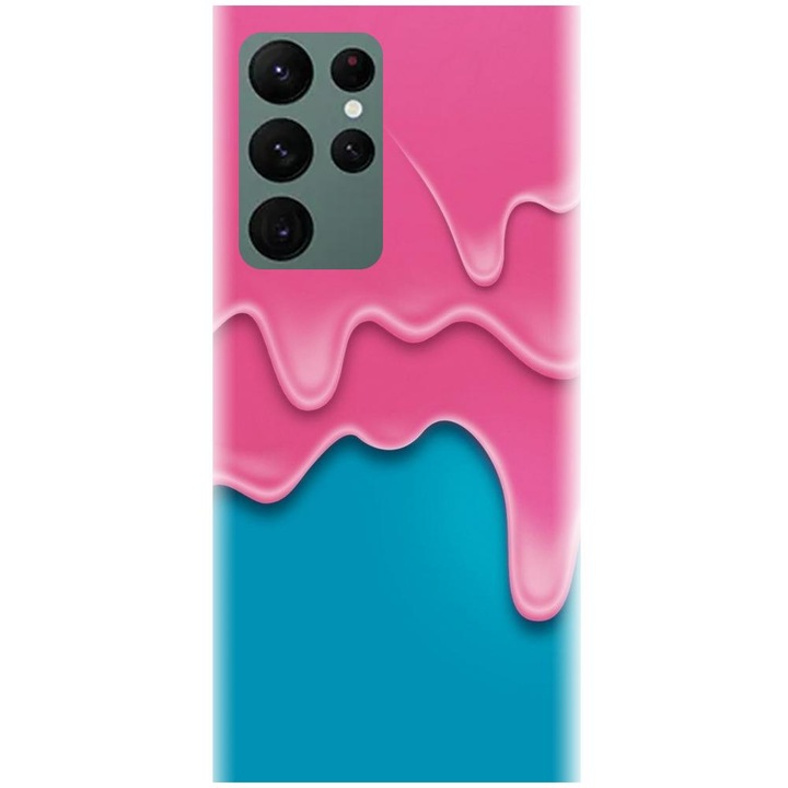 Силиконов калъф, съвместим с модел Samsung Galaxy S22 Ultra - Pink Liquid Dripping