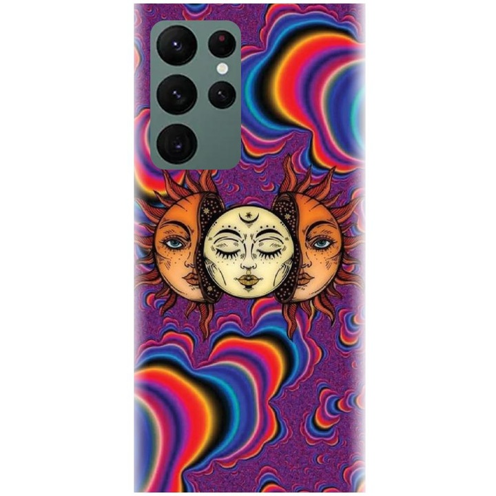 Силиконов калъф, съвместим с модел Samsung Galaxy S22 Ultra - Trippy Sun