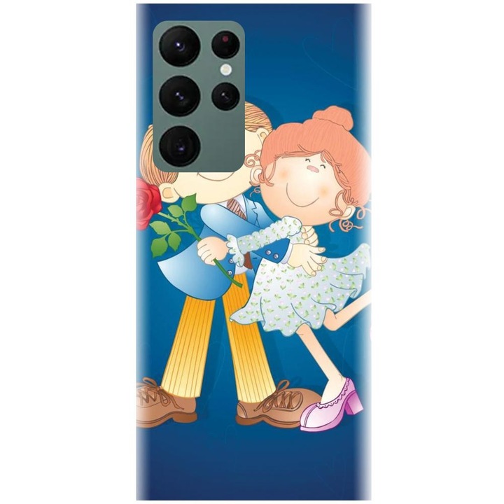 Силиконов калъф, съвместим с Samsung Galaxy S22 Ultra - Модел влюбена двойка