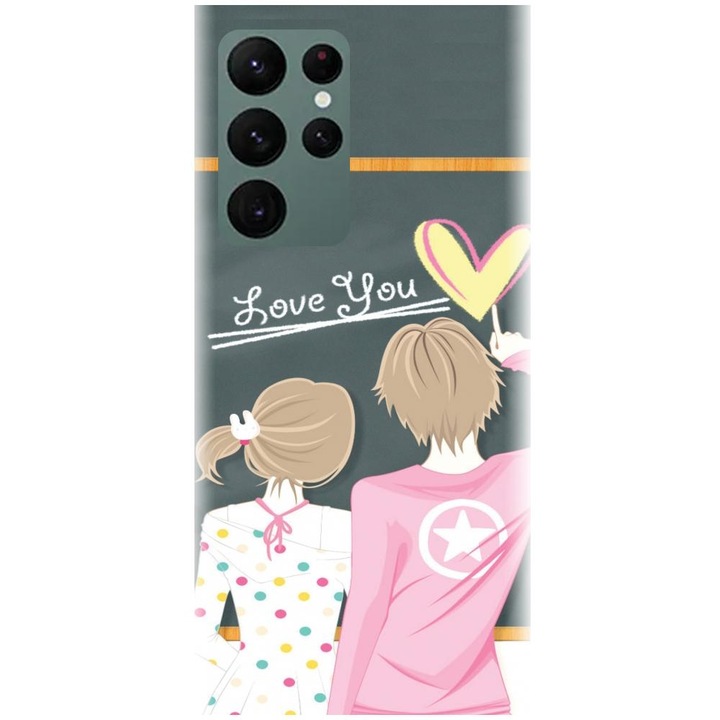 Силиконов калъф, съвместим с Samsung Galaxy S22 Ultra - Училищен модел