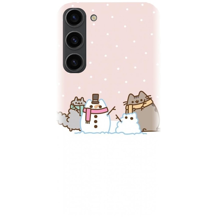 Husa din silicon compatibila cu Samsung Galaxy S23 - model Cat And Snowman