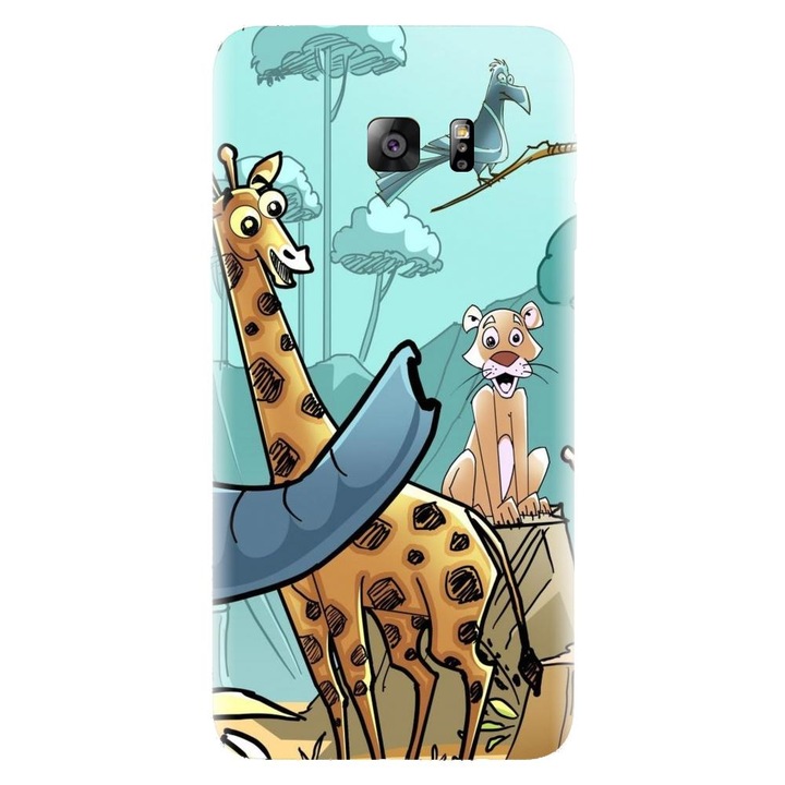 Husa din silicon compatibila cu Samsung Galaxy S6 Edge - model Animale din jungla