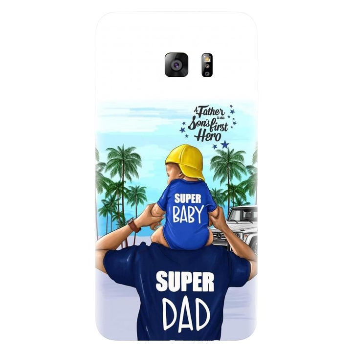 Husa din silicon compatibila cu Samsung Galaxy S6 Edge - model Super tata
