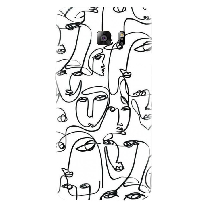 Husa din silicon compatibila cu Samsung Galaxy S6 - model Line Art Faces