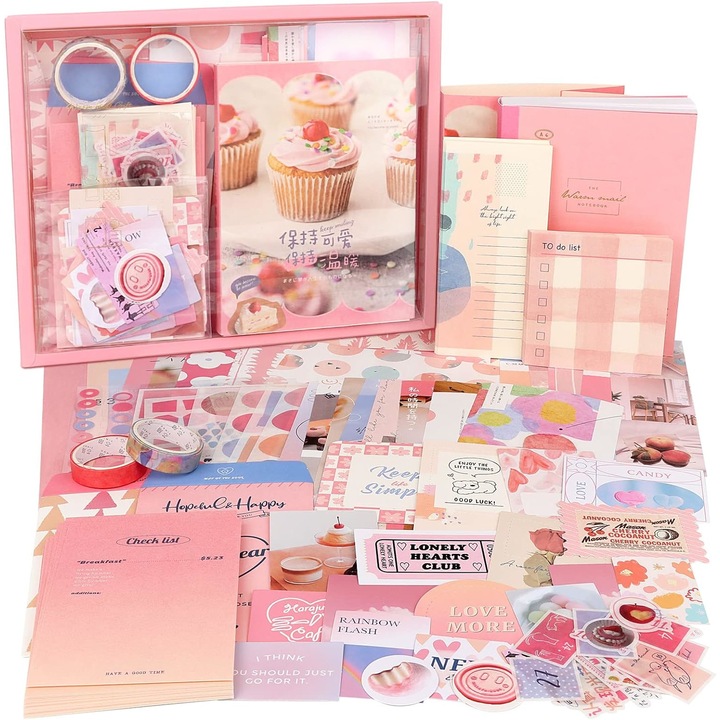 Set Album Foto WALALLA, Vintage, 344 Piese, A6, Roz