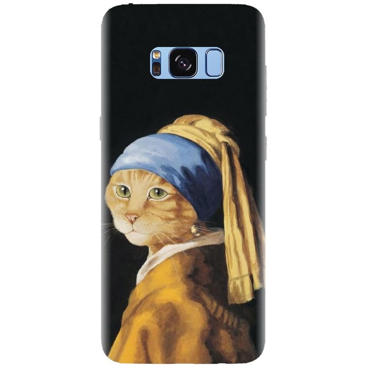 Husa din silicon compatibila cu Samsung Galaxy S8 - model Cat With A Pearl Earring