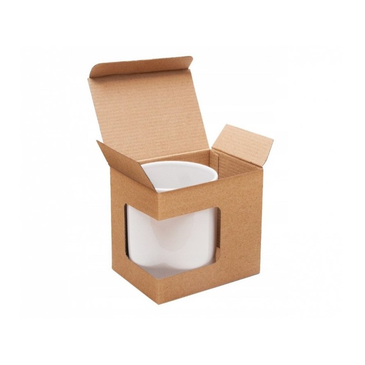 Doboz bögréhez 330 ml ablakkal, PrzydaSie.pl, 3 rétegű karton, barna, 115x88x108mm