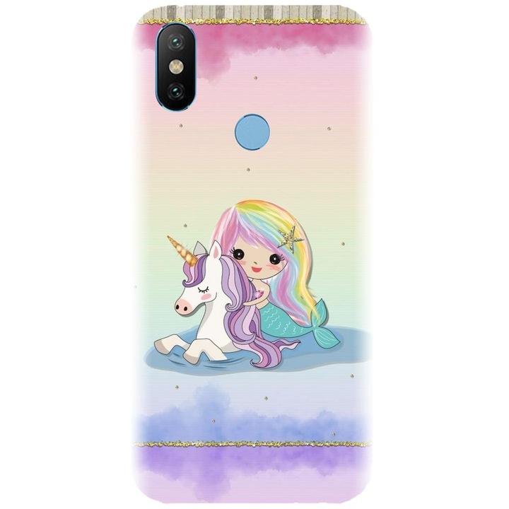 Силиконов калъф, съвместим с Xiaomi Mi A2 - модел Русалка и еднорог