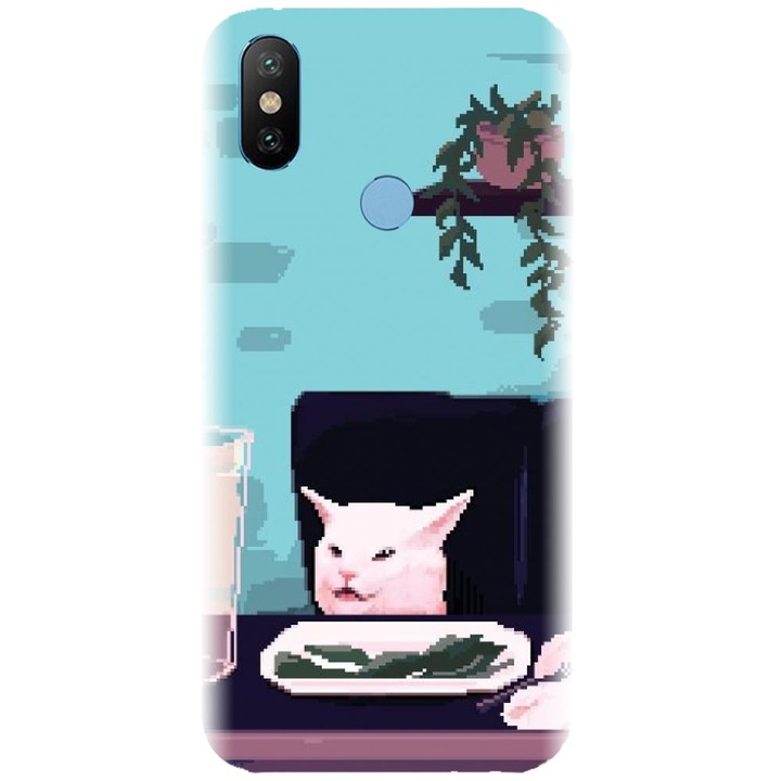 Силиконов капак, съвместим с модел Xiaomi Mi A2 - Pixel Art Cat Meme
