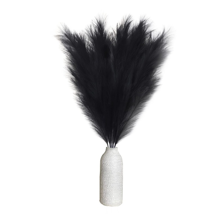 Set de 5 Tulpini Artificiale, Iarba de pampas, Negru, 45cm