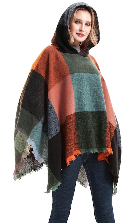 Poncho dama, elegant, gros si calduros, multicolor, universal