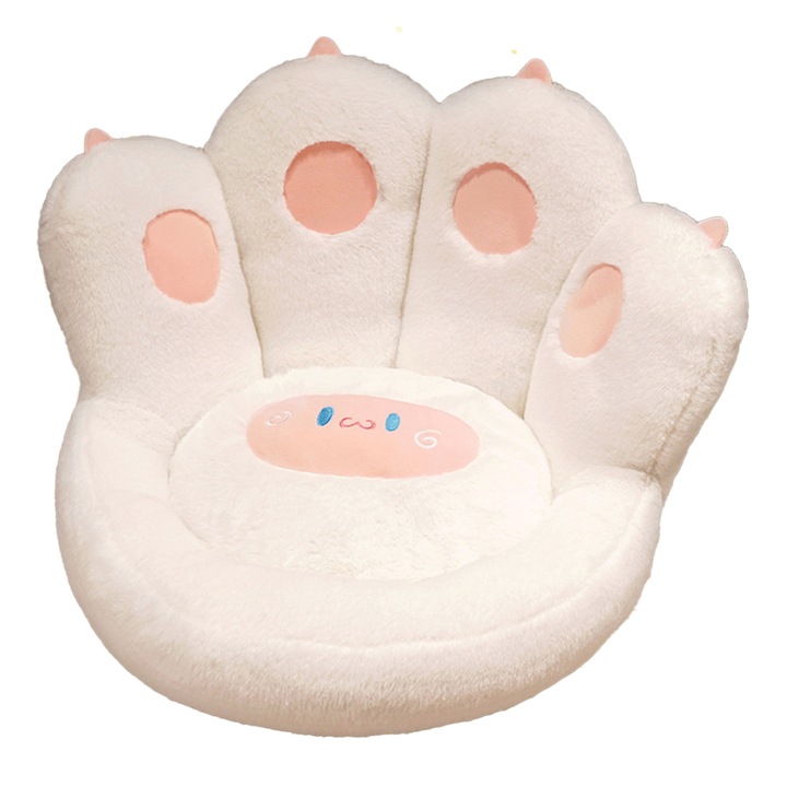 Perna decorativa in forma de laba de pisica, 45x40x13cm, alb